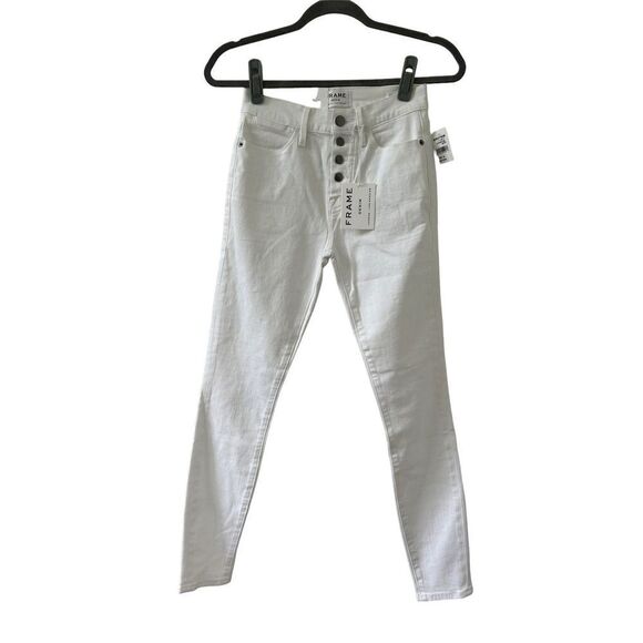 Frame Denim Le High Skinny Jeans Women’s White Size 24 - Picture 1 of 9